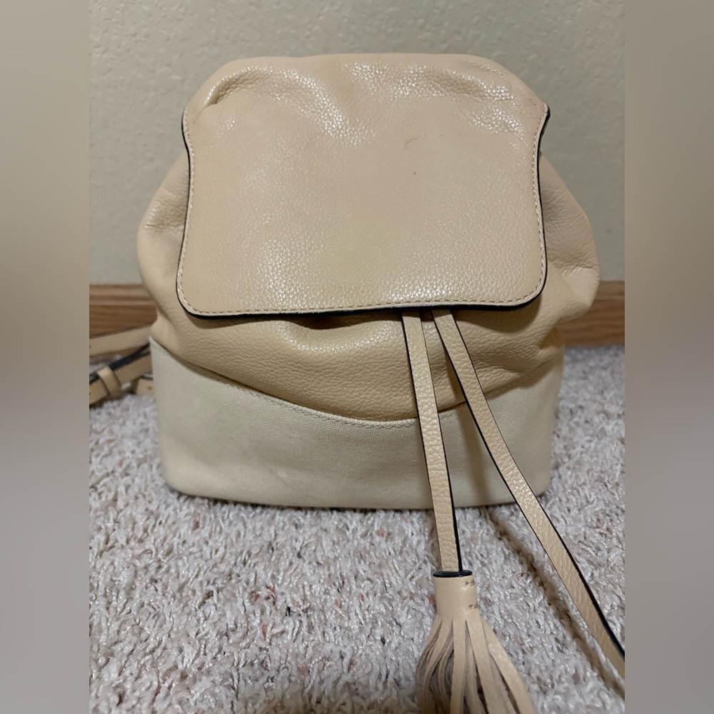 Rebecca Minkoff leather and linen backpack